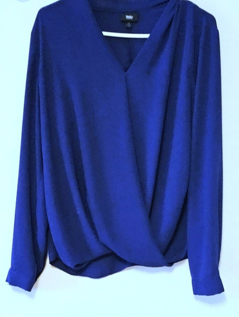 Blue Draped V-Neck Mossimo Blouse Sz L - Picture 1 of 7